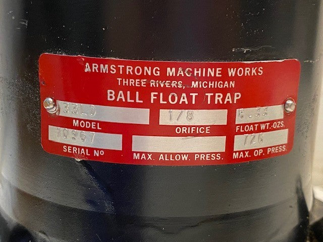 Armstrong Ball Float Trap 33LD Model 10967 Serial No. 1/8 Orifice