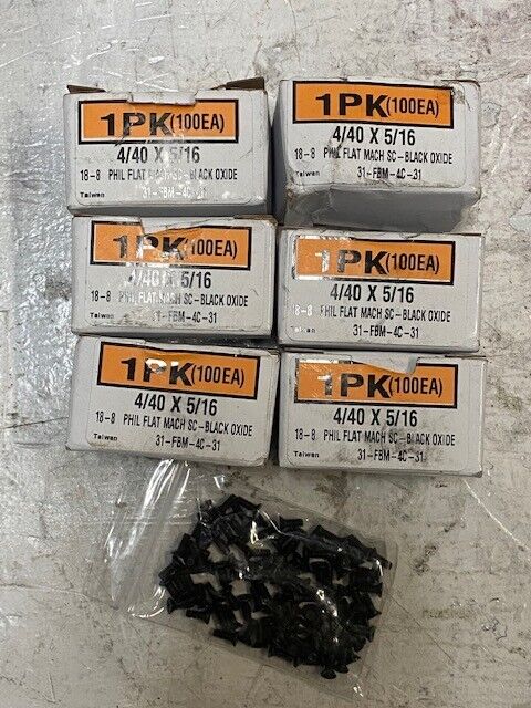 6 Packs of 100 4/40x5/16 | 31-FBM-4C-31 | 18-8 Phil Flat Black Oxide -600PCS