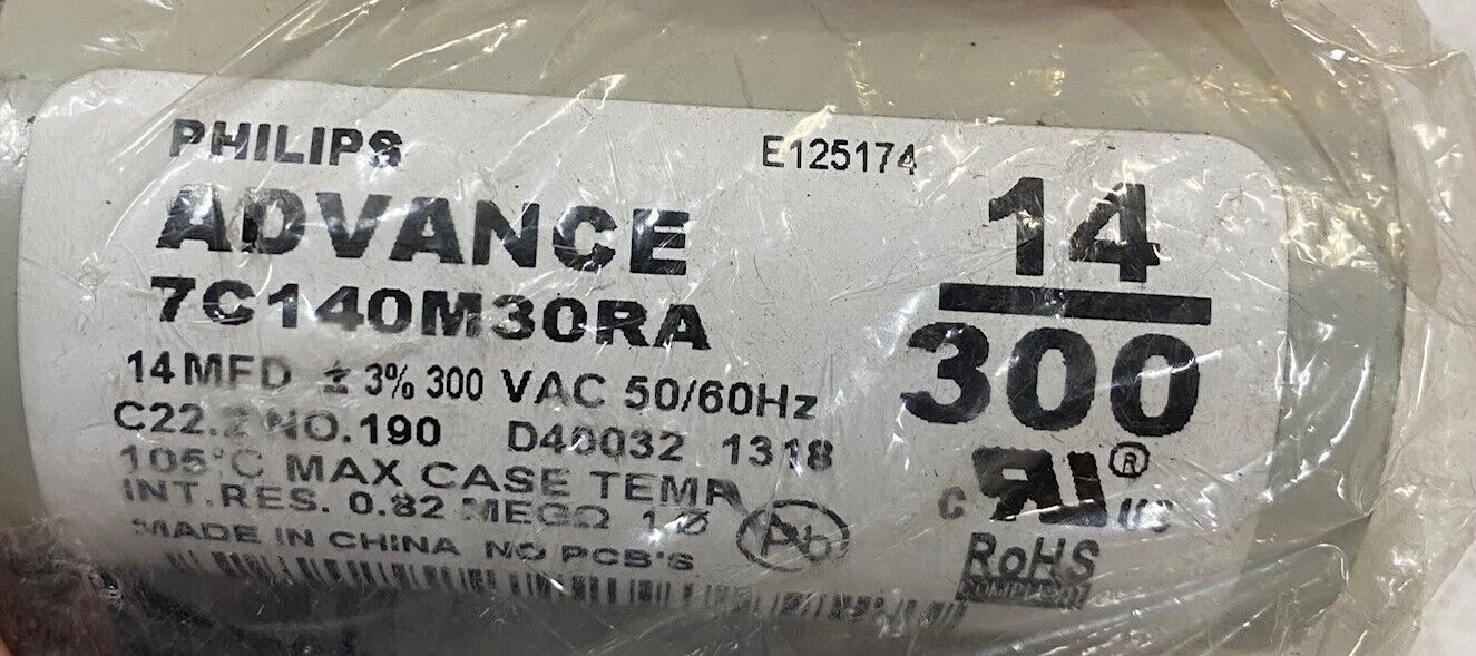 Phillips Advance 7C140M30RA 14Mfd 300VAC 50/60Hz Metal Halide Capacitor