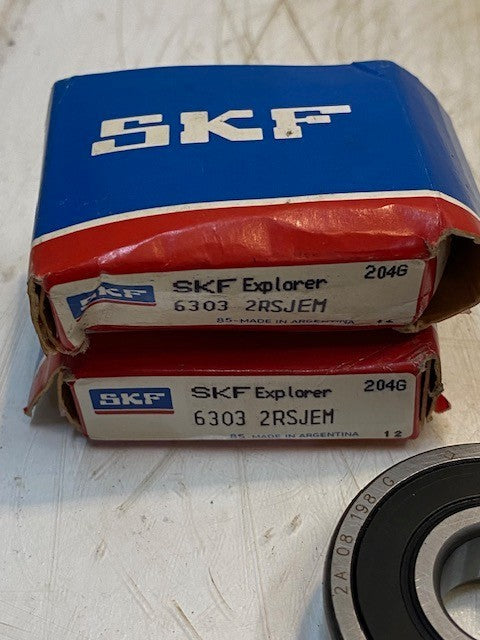 2 Quantity of SKF Explorer Ball Bearings 63032RSJEM | 6303-2RSH/C3GJN (2 Qty)