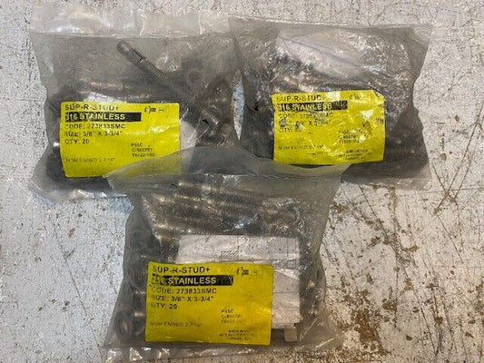 60 Quantity of Sup-R-Stud+ 3/8" x 3-3/4" Wedge Anchors P95C (3 Bags of 20)