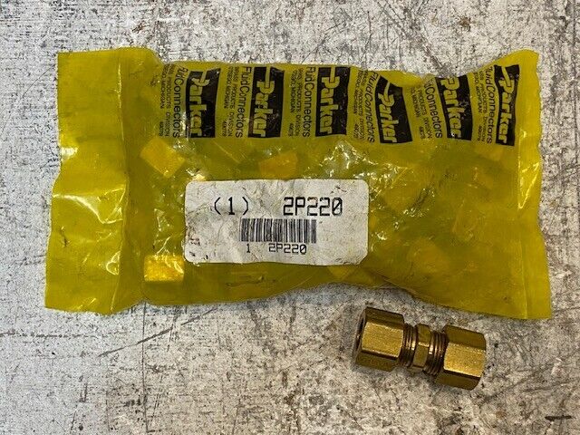 10 Quantity of Parker 2P220 Brass Union Compression Fittings (10 Quantity)