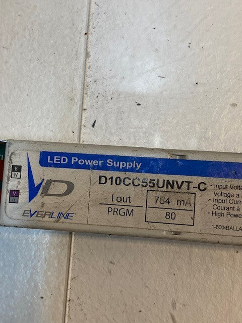 UNIVERSAL EVERLINE LED POWER SUPPLY D10CC55UNVTZ-C DIMMABLE LED DRIVER