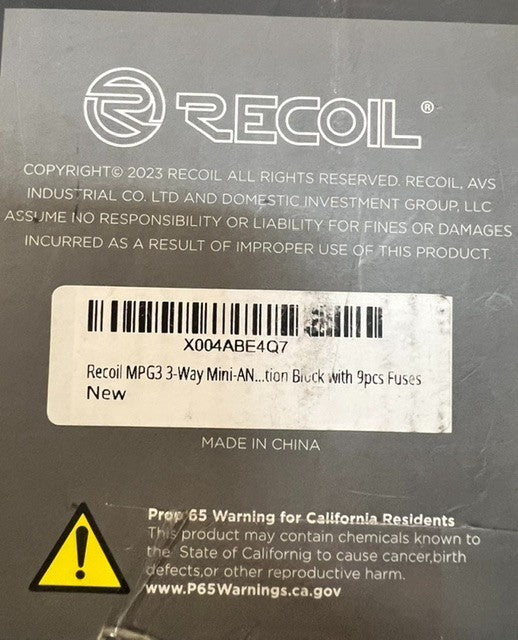 Recoil MPG3 3-Way Mini-ANL Fused Distribution Block With Ground Block Unit