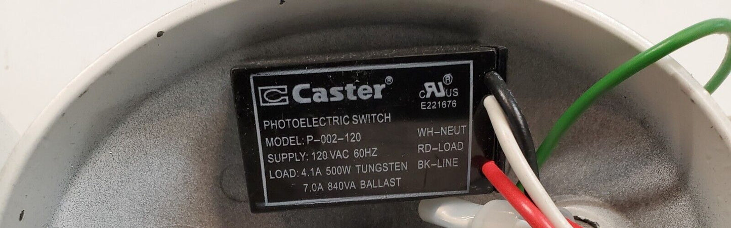 Two Incandescent Luminaires E171471 PAR30 Caster Photoelectric Switch P-002-120