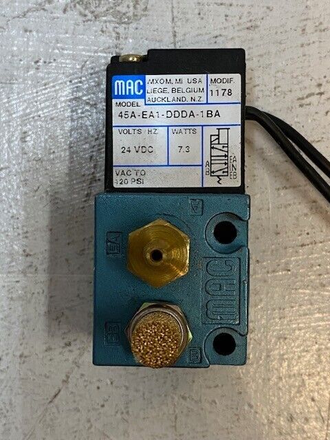 MAC Solenoid Valve 45A-EA1-DDDA-1BA, 24VDC, 7.3W, 120Psi