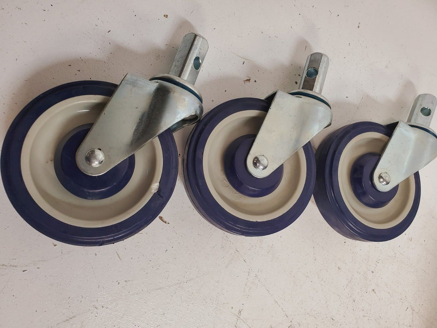 3 Qty of 5" Blue Polyurethane Wheels Swivel (3 Quantity)