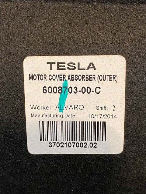 Tesla Model S Motor Cover Absorber (Outer) 6008703-00-C