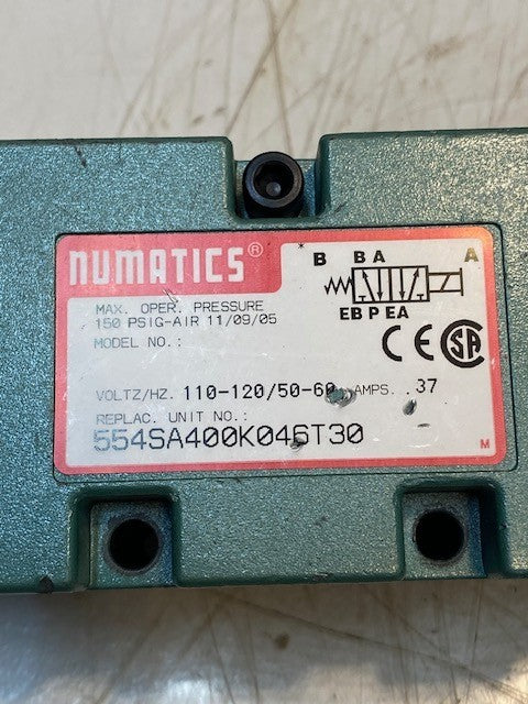 Numatics 554SA400K046T30 Single Direct 2 Position 4-Way Solenoid Valve