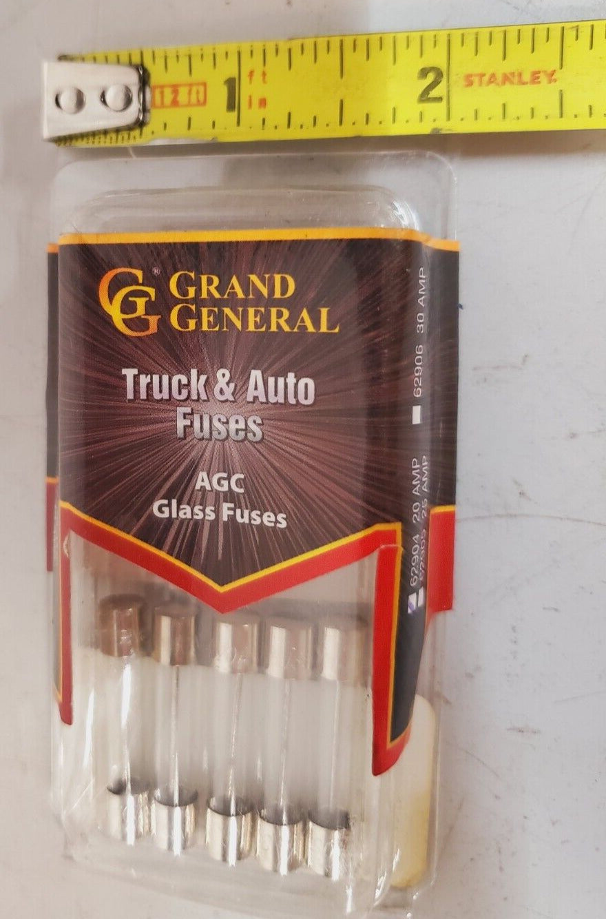 20 Qty. of Grand General AGC Glass Fuses 20Amp 62904  | 451205 (20 Qty)