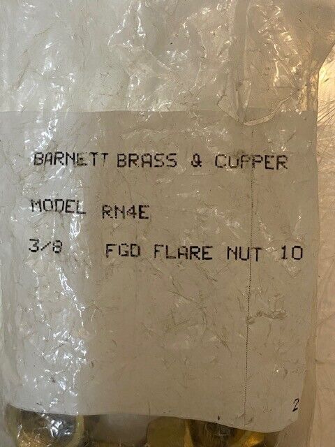 20 Qty of Burnett Brass 3/8 FGD Flare Nuts RN4E 14mm Thread 22mm OD (20 Qty)