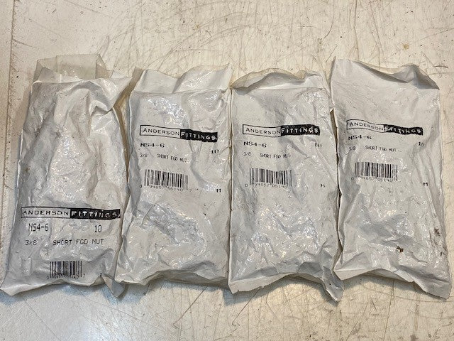 4 Bags of 10 Anderson Fittings NS4-6 | 3/8 Short FGD Nuts (40 Pieces Total)