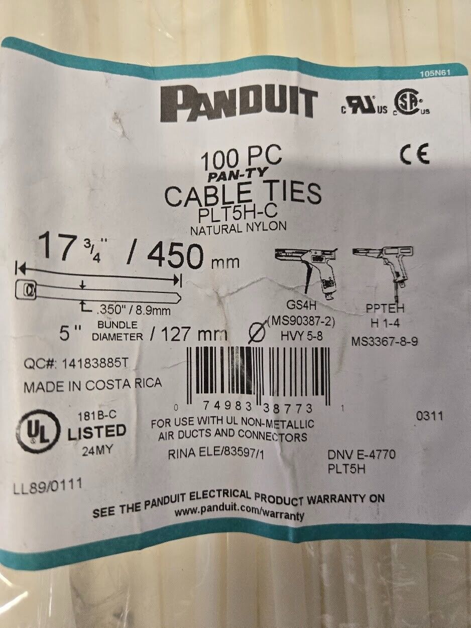 2 Quantity of Panduit PLT5H-C Cable Ties 100 Pack 074983387731 (2 Quantity)