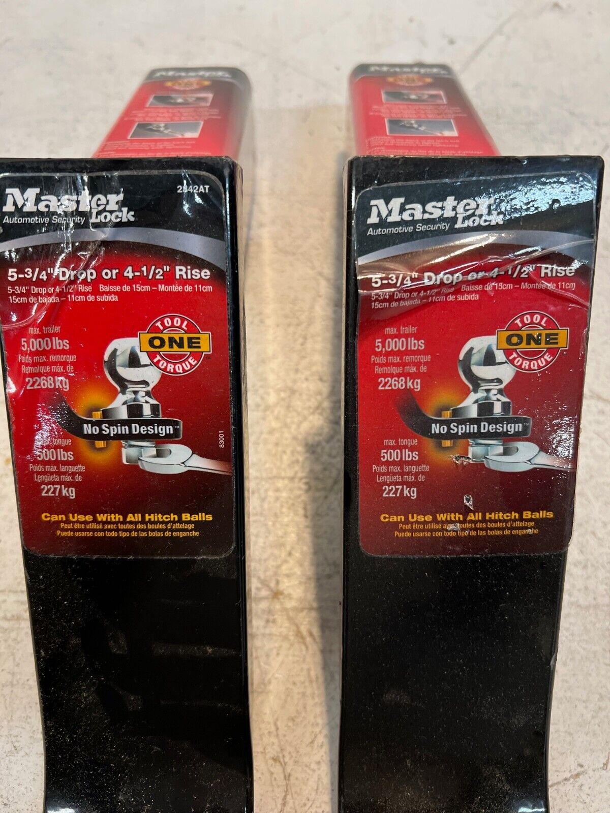 Pack of 2 Master Lock 5-3/4" Drop or 4-1/2" Rise Hitches (QTY 2)