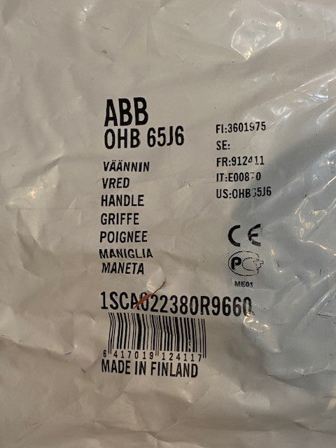 ABBOHB65J6 Pistol Switch Handle Padlockable 65mm Black 1SCA022380R9660