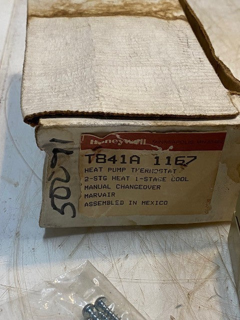 Honeywell TB41A 1167 Marwair Heat Pump Thermostat 2 Stage Heat 1 Stage Cool