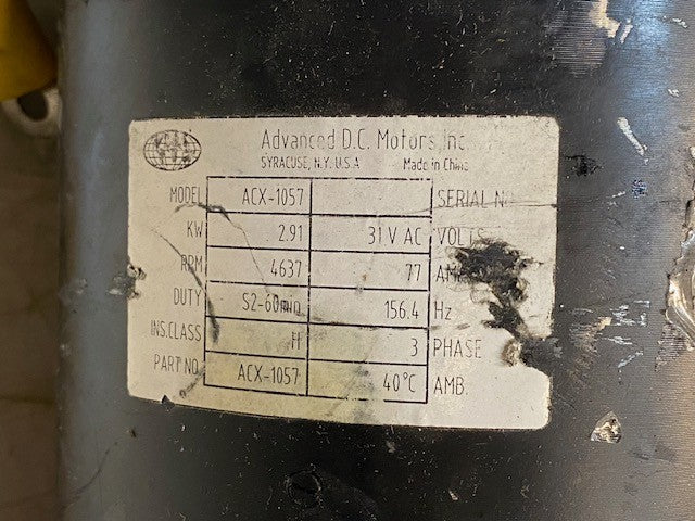 Advanced DC Motors Model ACX-1057 | 31 VAC Volts 77 Amps 156.4 Hz 4637 RPM