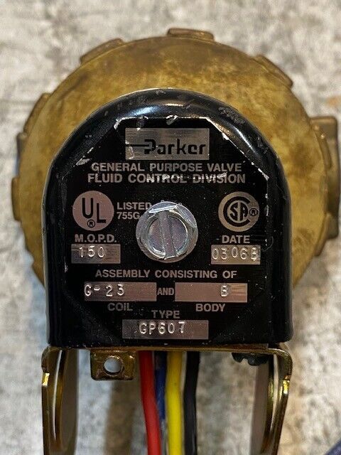 Parker General Purpose Valve G-23 Type GP607 Volts 240/60-208/50 Watts 9.0