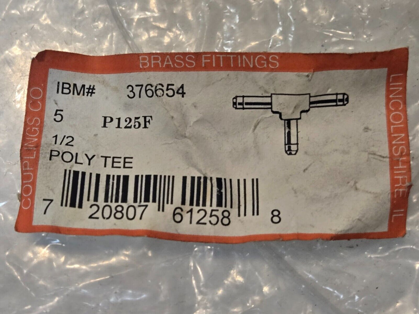 5 Quantity of Couplings Co. 1/2 Poly Tee P125F | 376654 | 720807612588 (5 Qty)