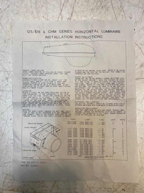 CHM Lighting 125/126 Series Horizontal Luminaire Street Lamp