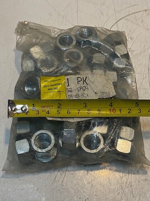 BAG OF 50 EARNEST MACHINE PRODUCTS HEX JAM NUTS 5/16-18 GR5 J995 ZNCLR