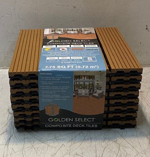 Golden Select 1791218 Composite Deck Tiles 7.75 Sq Ft 8 Tiles Weather Resistant