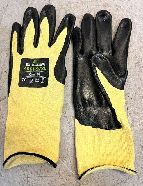 6 Quantity SHOWA Cut-Rresistant Gloves Size XL ANSI Cut A4 4561-9 Palm Dipped
