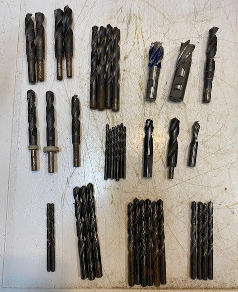 Assorted Lot of 39 Spiral Drill Bits 7/16 HSS | 1" x 3/4 M42 | 40326 | 1/2 HSS