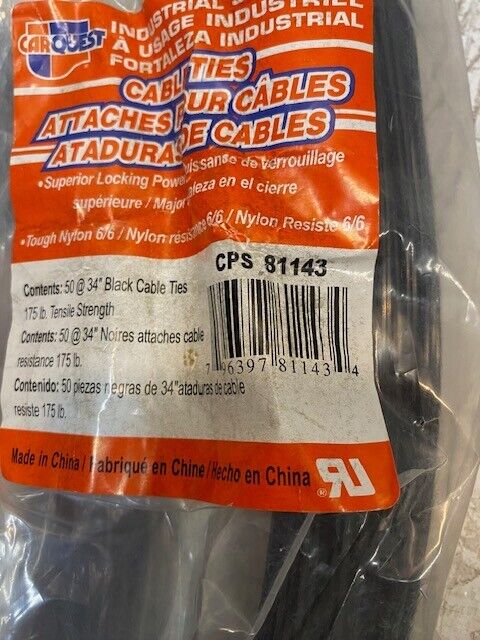 2 Bags of 50 Quantity of Carquest 34" Cable Ties CPS 81143 (100 Qty Total)