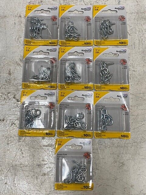 10 Packs of 10 National N118-927 V2012 Screw Eyes #112 1-1/8" (100 Pieces)