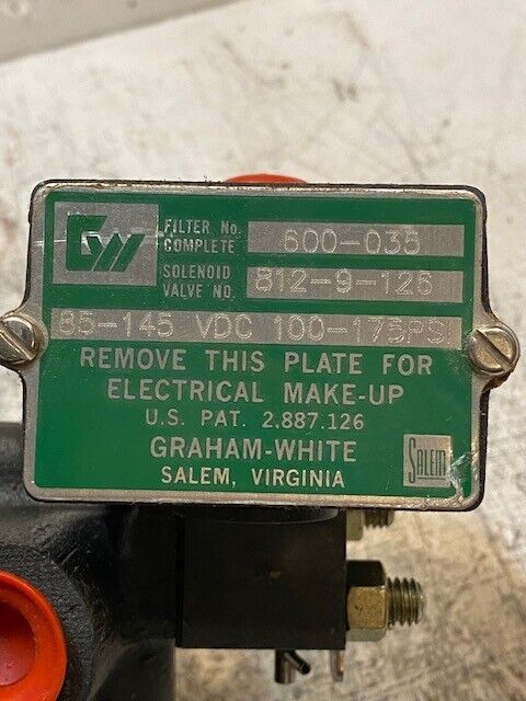 Graham-White Solenoid Valve 812-9-126 | 600-035 | 85-145 VDC 100-175 Psi