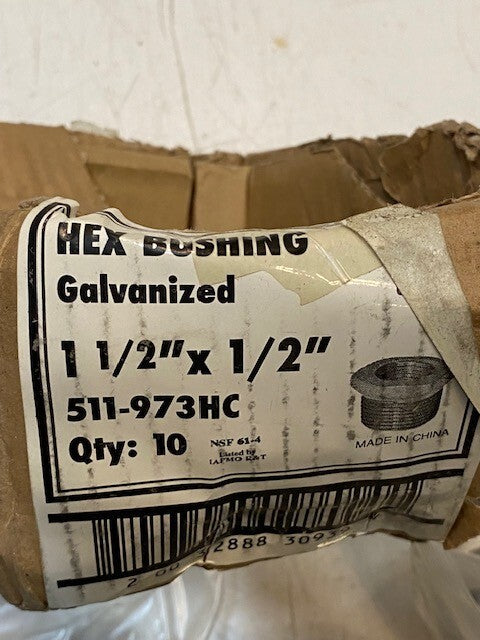 10 Quantity of Mueller 1-1/2" x 1/2" Hex Bushing 511-973HC (10 Quantity)