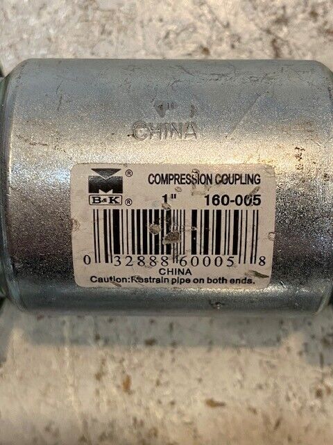 2 Quantity of B&K 1" Compression Couplings 160-005 (2 Quantity)