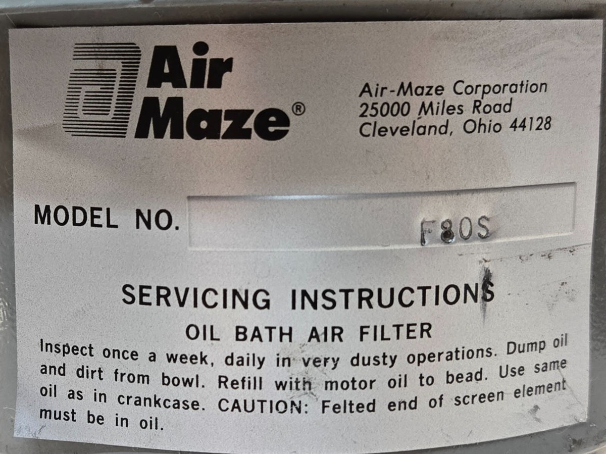 Air Maze F80S Oil Bath Air Filter 1" MPT | 5-1/2 in Outer Diameter 6-1/2 in Tall