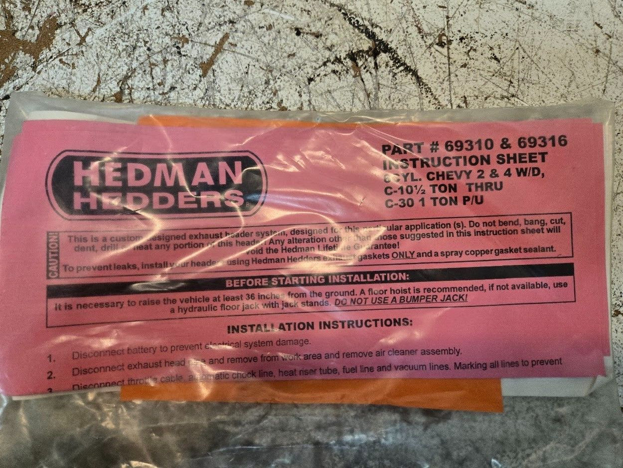 Hedman Hedders Header Reducer Kit 69310 | 69316 for Chevy