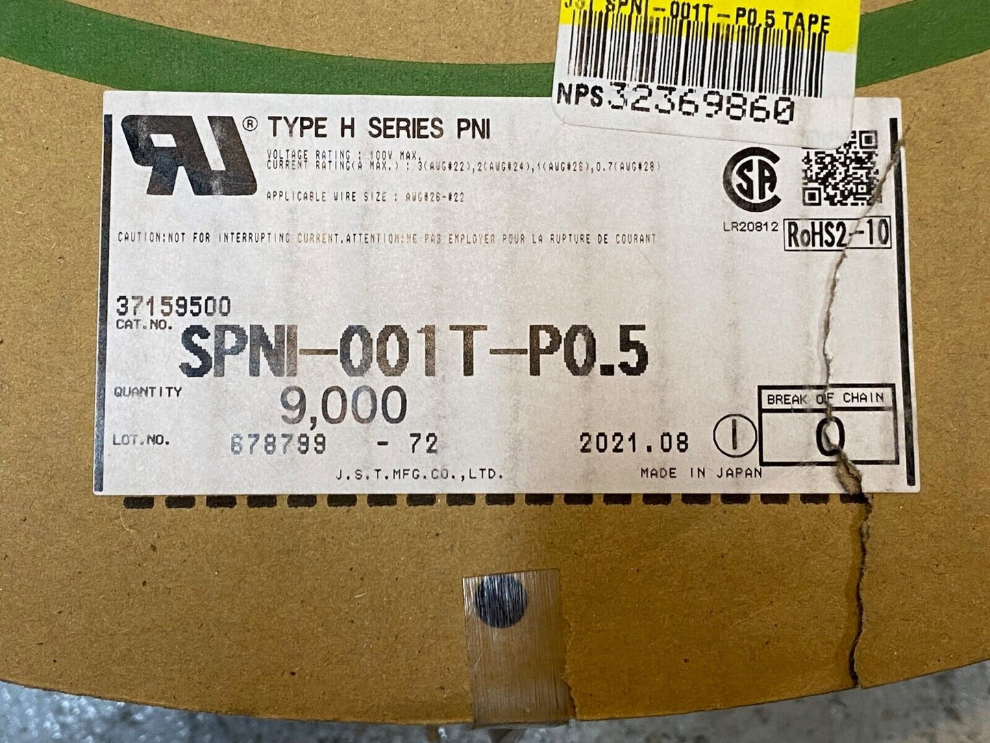 4 Qty of JST Terminals & Connectors 9,000 Pcs SPNI-001T-PO.5 (36,000 Pcs Total)