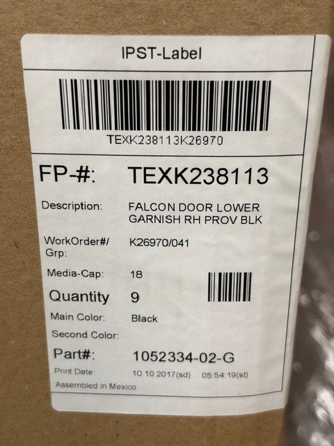 TESLA MODEL X OEM REAR RIGHT FALCON DOOR LOWER TRIM PANEL 1052334-06-G