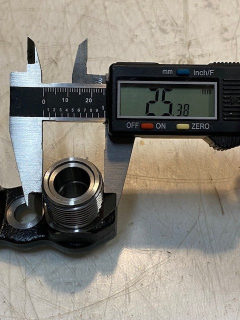 A/C Compressor Adapter Fitting 25mm Thread 14mm ID 3-1/8" L 1-1/4" W 1-1/2" H