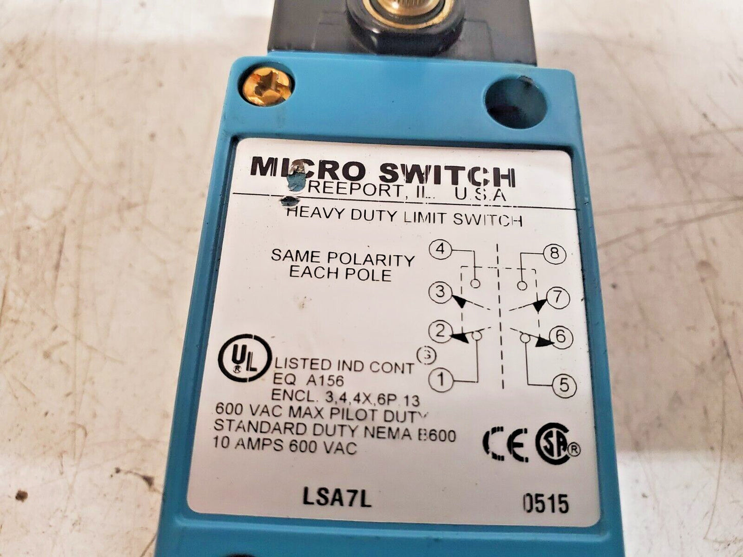 Honeywell Micro Switch Heavy Duty Limit Switch LSA7L | 0515 | 600VAC | 10A