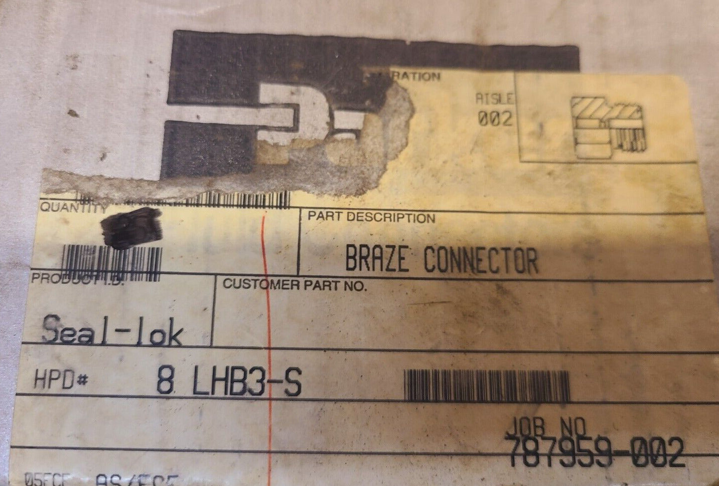 5 Quantity of Parker Seal-Lok Braze Connectors 8 LHB3-S (5 Qty)