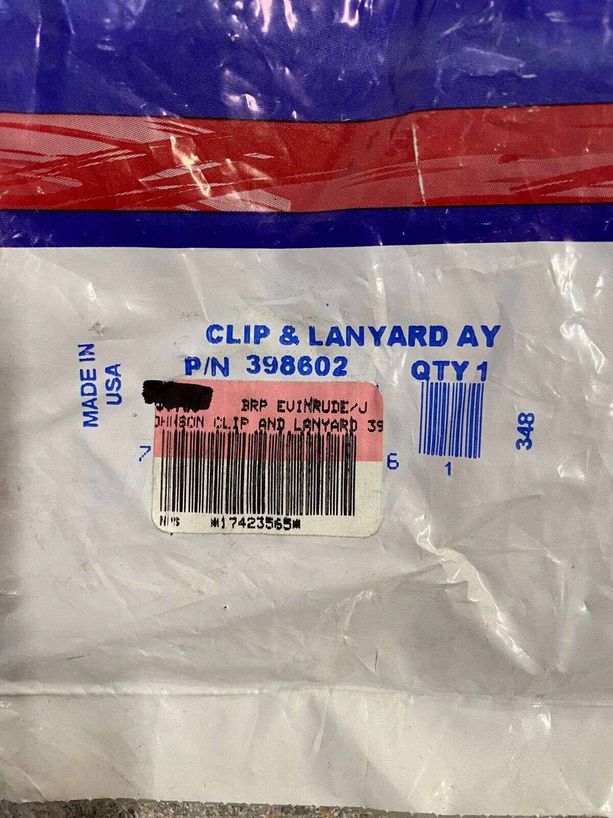 6 Qty of Evinrude Johnson Clip & Lanyards 398602 (6 Quantity)