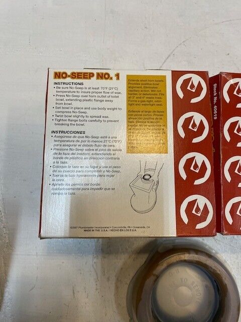 6 Quantity of Plumb Master No-Seep No.1 Fits 3" & 4" Waste Lines 40619 (6 Qty)