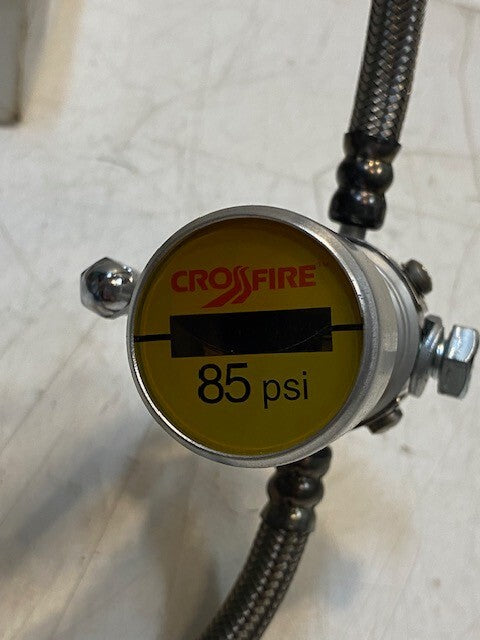 Crossfire Dual Tire Pressure Equalization A Bracket 85 PSI Stainless Steel Braid