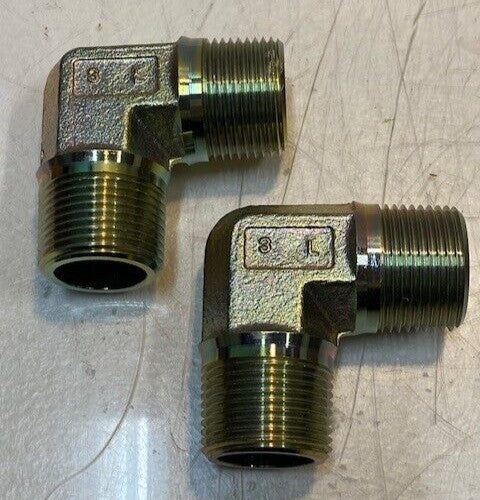 2 Quantity of Aeroquip 90 Degree Hydraulic Double Male Elbow Fittings 3L (2 Qty)