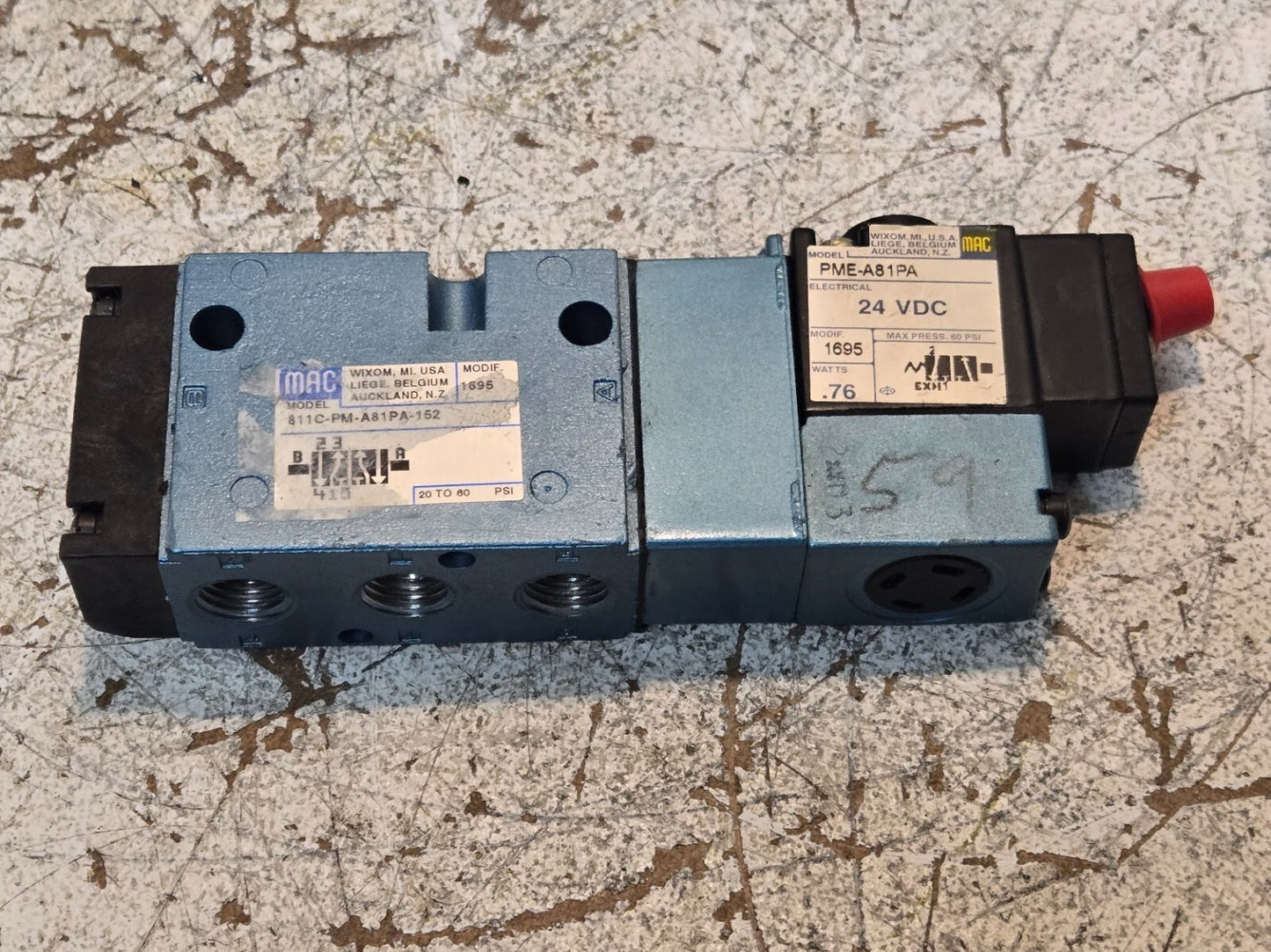 MAC Valves 811C-PM-A81PA-152 Solenoid Valve 20-60 PSI | PME-A81PA