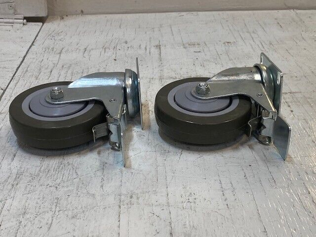 2 Pack of Equiptment Plate Casters with 4in Polyurethane Wheels (2 Quantity)