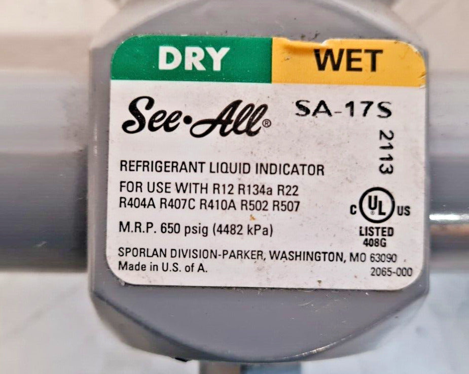 3 Qty Sporlan 7/8ODF Solders Moisture & Liquid Indicator SA-17S | 700507 (3 Qty)