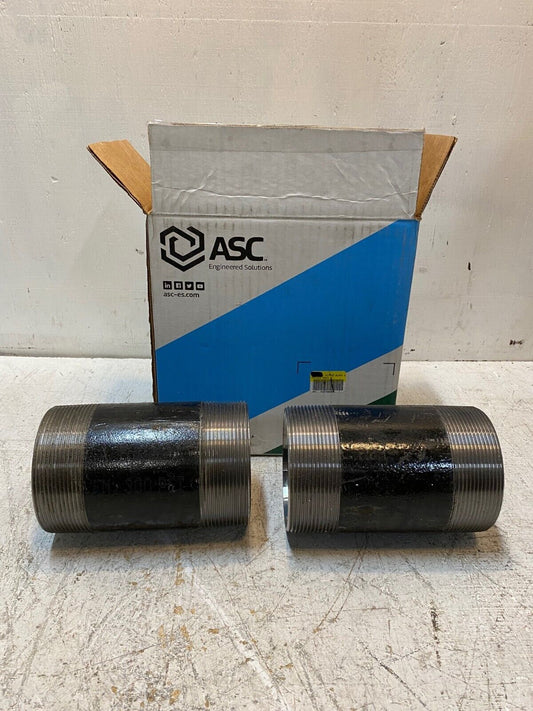 2 Quantity of ASC Pipe Nipples Black Anodized Steel 4"x7" 0330054800 (2 Qty)