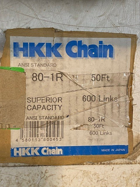 HKK Chain ANSI Standard Roller Chain 80-1R 50ft 600 Links HKK 80 w/ Extra Links