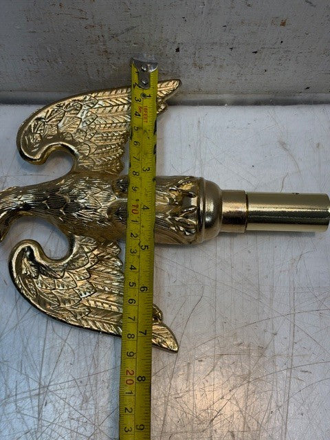 Gold Color Finished Metal Perched Eagle Flagpole Ornament Finial 9" x 7"